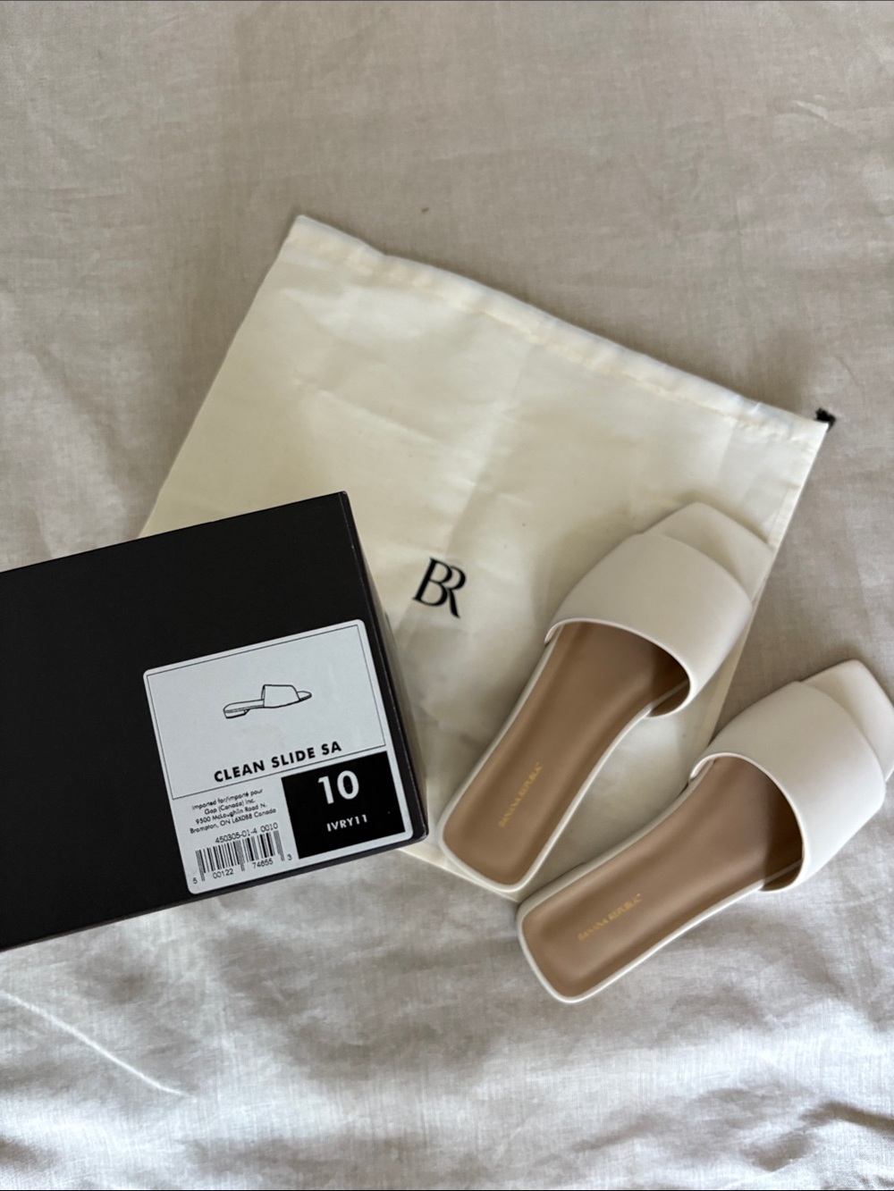 NWOT Banana Republic Lucca Leather Slide Sandal - Ivory